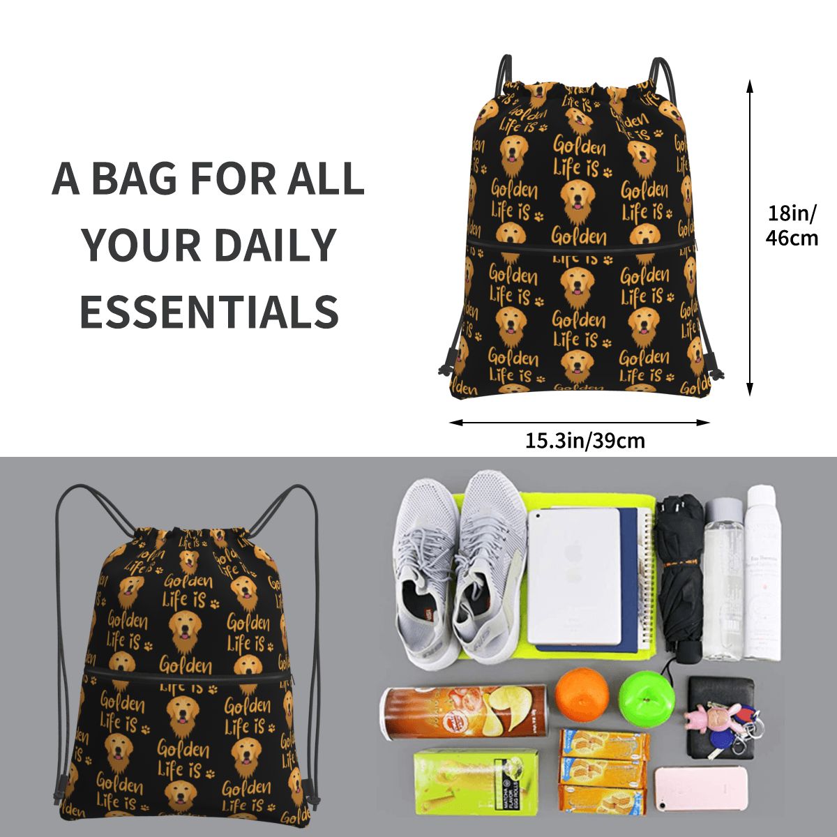 GOLDEN RETRIEVER Quote Backpac - مراجعة Men Shoes Quotes وسعره