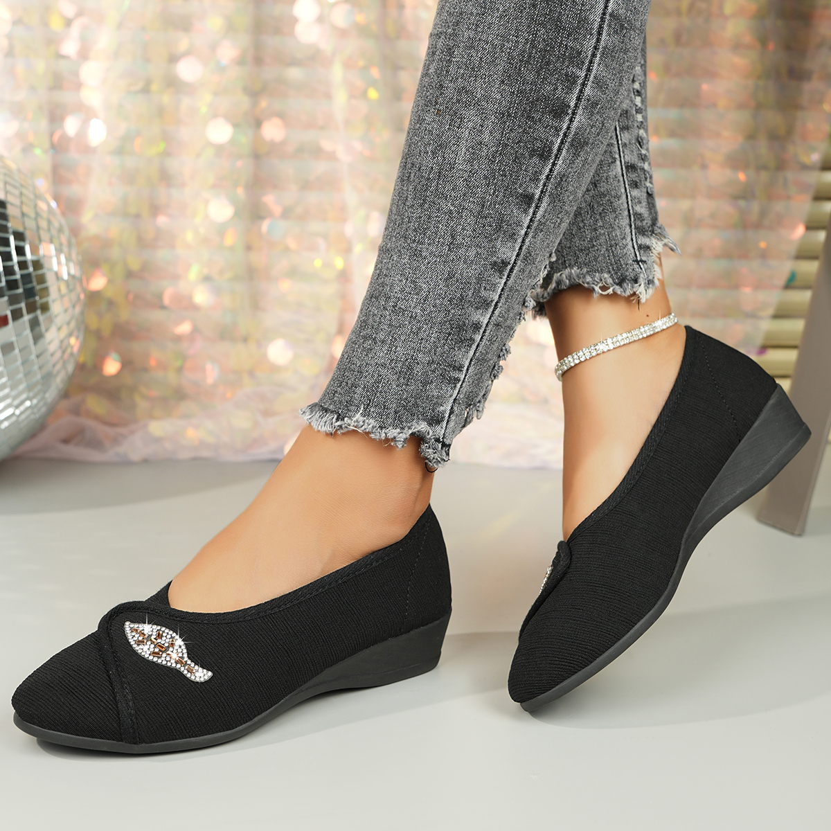Women's Elegant Rhinestone Fla - مراجعة Men'S Shoes With Toes وسعره